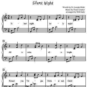 Silent Night Sheet Music and Sound Files for Piano Students